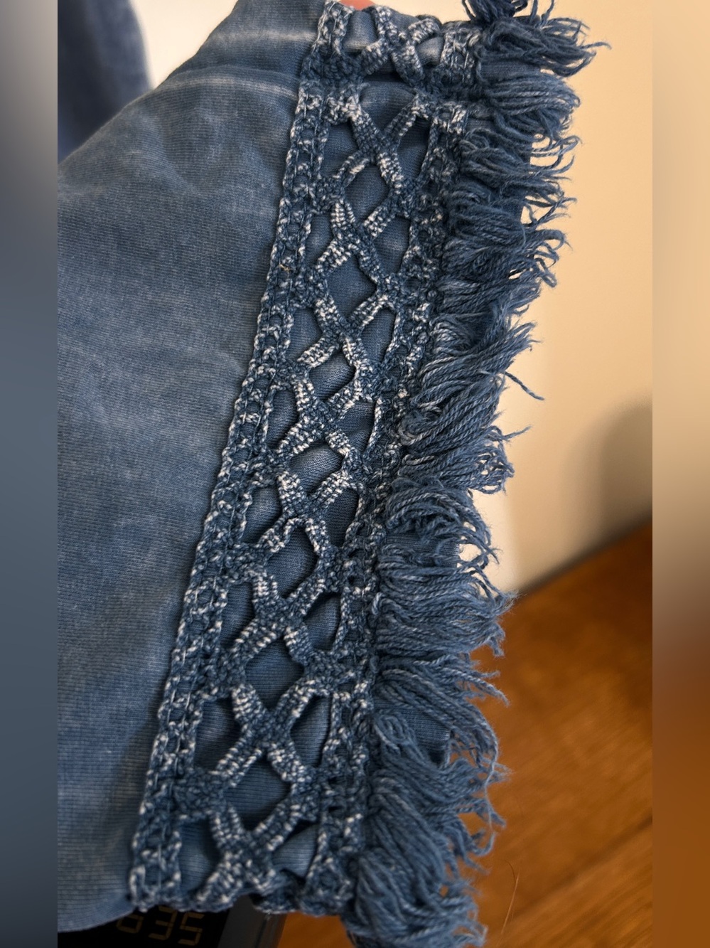 CHATOYANT PANTS WITH HEM DETAIL/DISTRESSED DYE - Picture 2 of 5